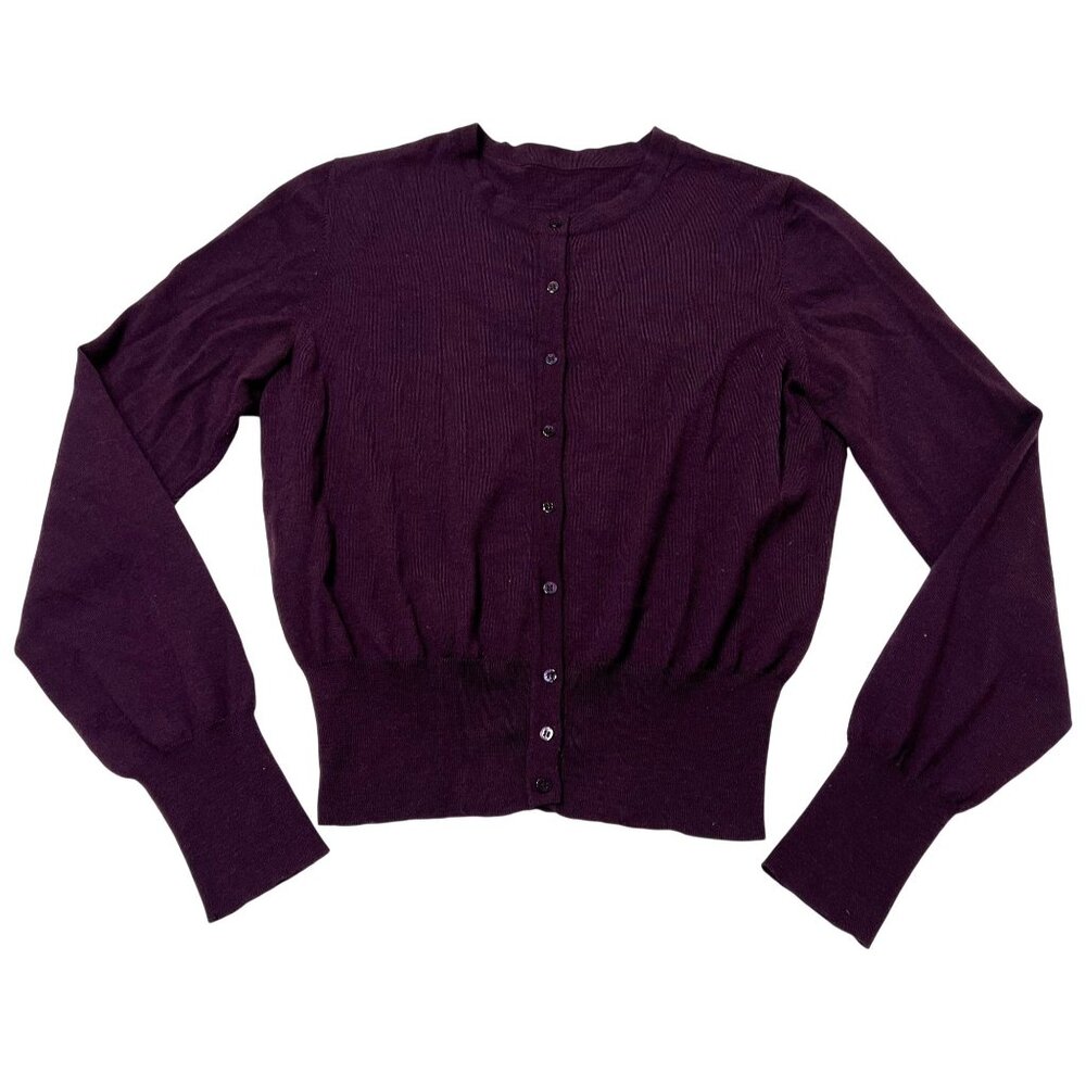 ALAIA Wool Cardigan Sweater in Purple